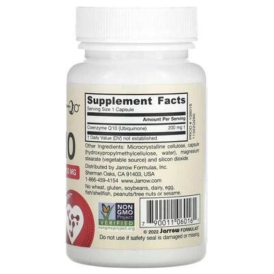 Коэнзим Q10 Jarrow Formulas Co-Q10 200 мг, 60 капсул : инструкция ...