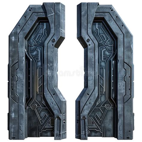 Detailed 3d Rendering Of A Futuristic Scifi Door On A Transparent