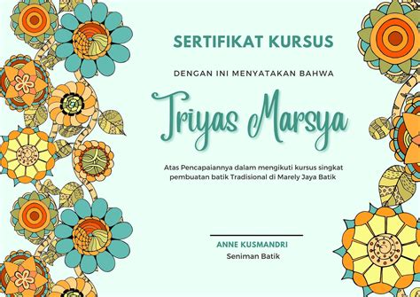 Background Piagam Penghargaan Batik Materi Belajar On