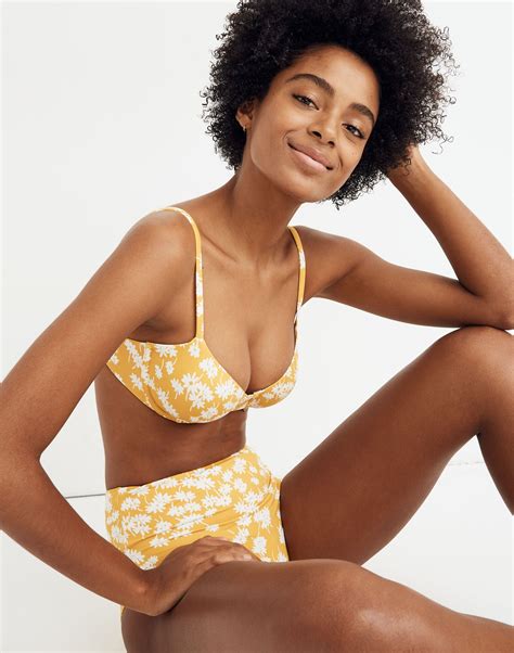 Madewell Second Wave Underwire Bikini Top In Golden Afternoon