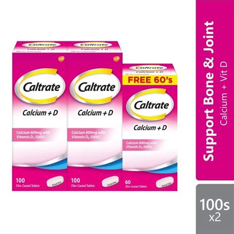 Caltrate Calcium D 600mg With Vitamin D 100 Tablets X 2 Bottles Exp