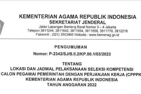 PENTING Ketentuan Pelaksanaan Seleksi Kompetensi Calon PPPK KEMENAG