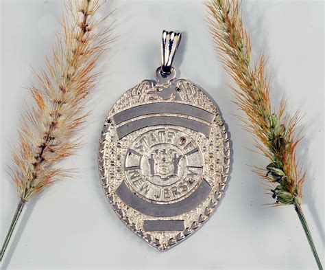 Engravable New Jersey Police Badge in Sterling Silver