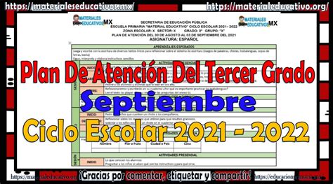 Plan De Atención O Planeación Del Tercer Grado De Primaria Del Ciclo Escolar 2021 2022