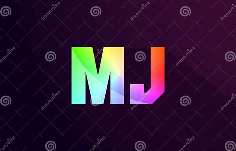 Mj M J Letter Combination Rainbow Colored Alphabet Logo Icon Design Stock Vector Illustration