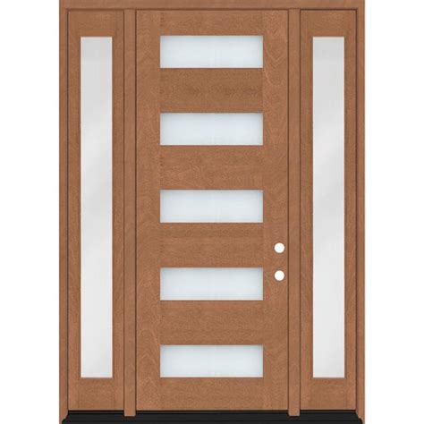 Steves And Sons Regency 36 In X 96 In 5l Modern Frosted Glass Lh Autumnwheat Stain Mahogany