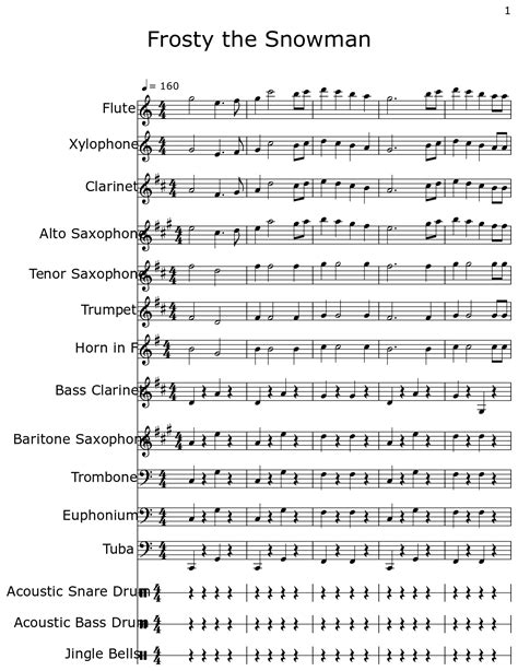 Frosty The Snowman Sheet Music For Flute Xylophone Clarinet Alto