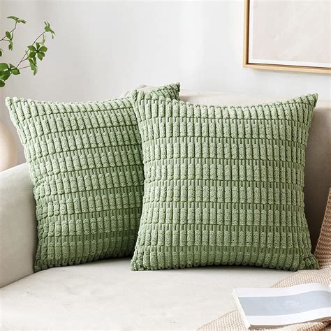 MIULEE Pack Of 2 Corduroy Decorative Throw Pillow Covers 18x18 Inch