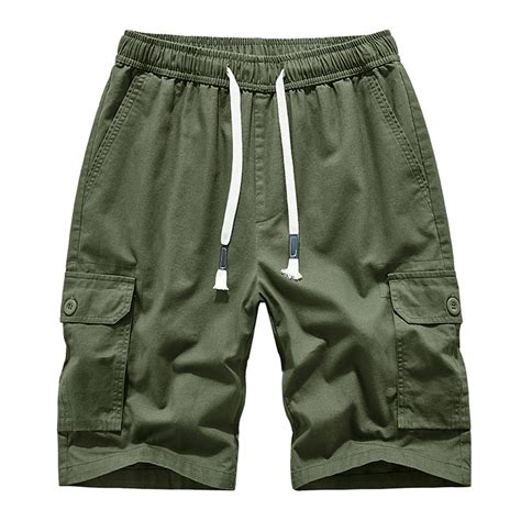 Njoeus Mens Elastic Waist Cargo Shorts Men Casual Classic Fit