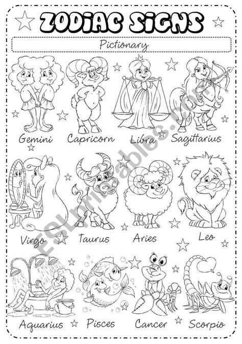 Zodiac Signs 13 Pictionary Esl Worksheet By Joannaturecka