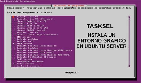 Tasksel Instalar La Interfaz Gráfica En Ubuntu Server 1804 Lts