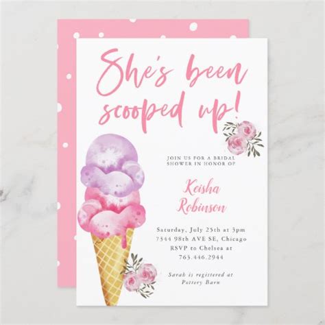 Ice Cream Scooped Up Bridal Shower Invitation Zazzle