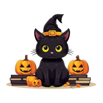 Black Cat And Halloween Decorative Objects Vector Illustration