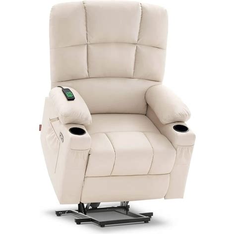 Mcombo Large Power Lift Recliner With Dual Motor Massage Heat For Elderly Big And Tall Cream