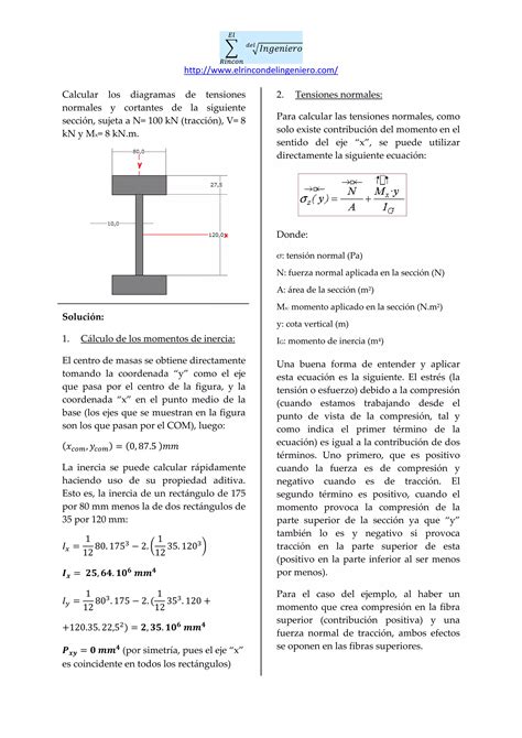 Cálculo esfuerzos normales y cortantes PDF