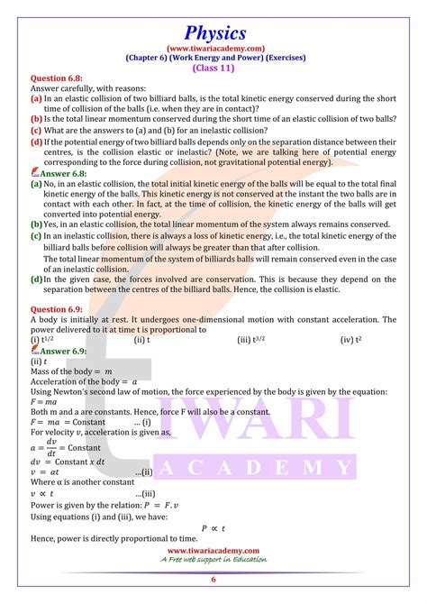 NCERT Solutions For Class 11 Physics Chapter 6 Work Energy And Power