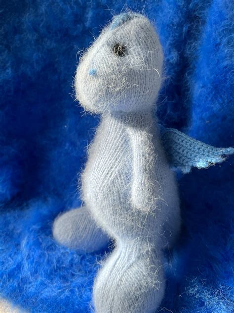 Knitted Dinosaur Toy 30 Cm Blue Dinosaur Toy Fluffy Knitted - Etsy