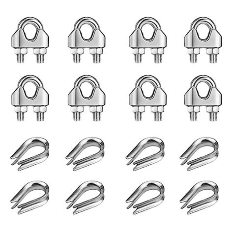 SPTwj 10 Stück Drahtseilklemme 2mm mit Drahtseil Kauschen 304 Edelstahl