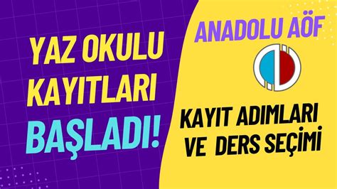 Anadolu A F Yaz Okulu Kay Tlar Ba Lad Kay T Lemleri Nas L