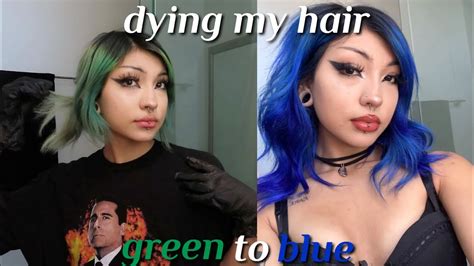 Dying My Hair From Green To Blue Youtube