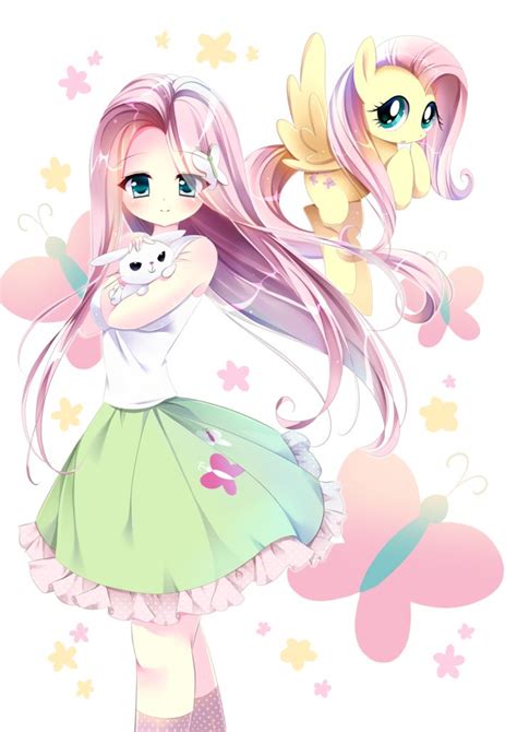 1932349 safe artist スピカ angel bunny fluttershy butterfly human