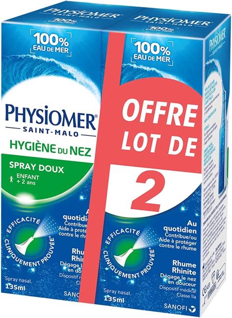 Physiomer Spray Doux Lot De X2 Spray Nasal 100 Eau De Mer