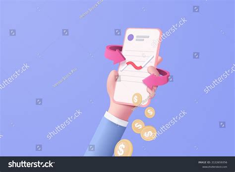 3d Vector Hand Holding Mobile Isolated เวกเตอร์สต็อก ปลอดค่าลิขสิทธิ์