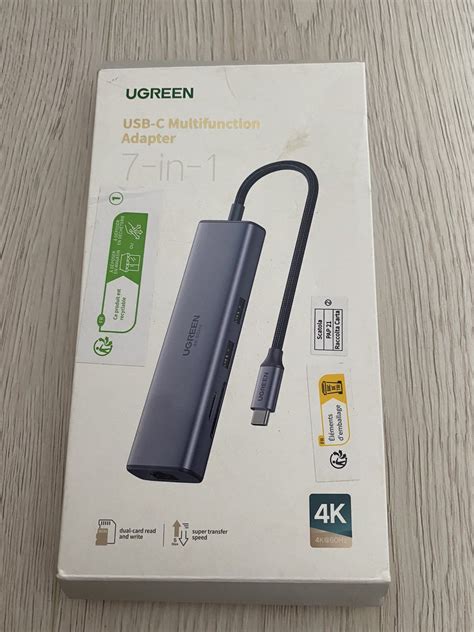 Хаб для Макбука M1 M2 7-в-1 Ugreen USB C Gigabit Ethernet Rj45 LAN 4k ...