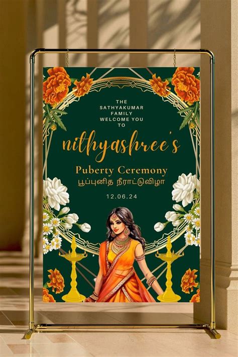 Half Saree Ceremony Welcome Sign Puberty Ceremony Welcome Sign Instant