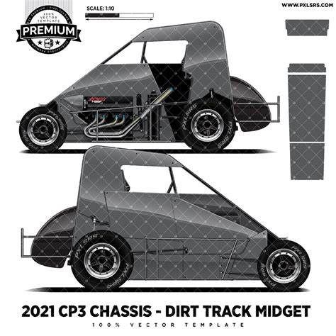 2021 Cp3 Chassis Dirt Track Midget Speedcar Premium Vector Template