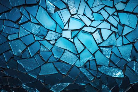 Broken Glass In Blue Tone Abstract Background And Texture For Design