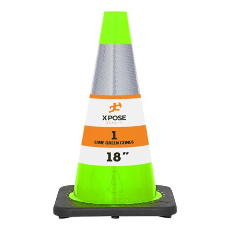 Xpose Safety 18 Lime Green Heavy Duty PVC Traffic Cone With 3 Lb Base