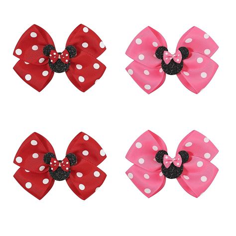 Amazon Ayesha Mouse Ears Hair Clips 4PCS Grosgrain Ribbon Mouse