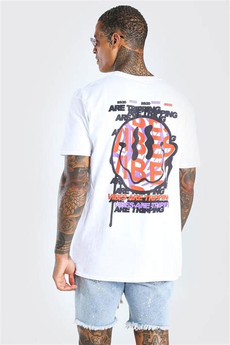 Mens Oversized Graphic Vibes Back Print T Shirt Boohoo Uk