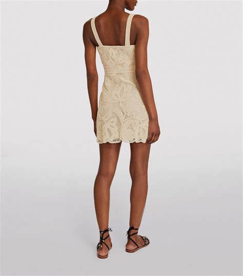 Maje neutral Macramé Mini Dress Harrods UK