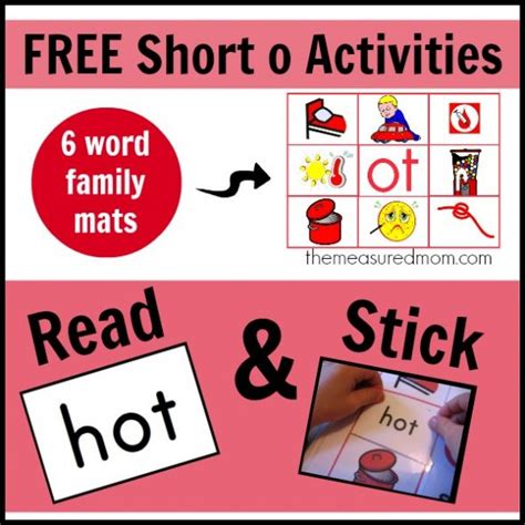 5 Free Short O Activities More Read N Stick Mats The Measured Mom