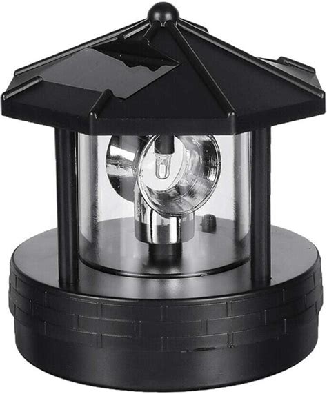 Led Solar Powered Lighthouse Degree Rotating Lamp Waterproof Statue