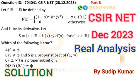 Csir Net December 2023 Mathematics Solution Csir Net Dec 23 Real