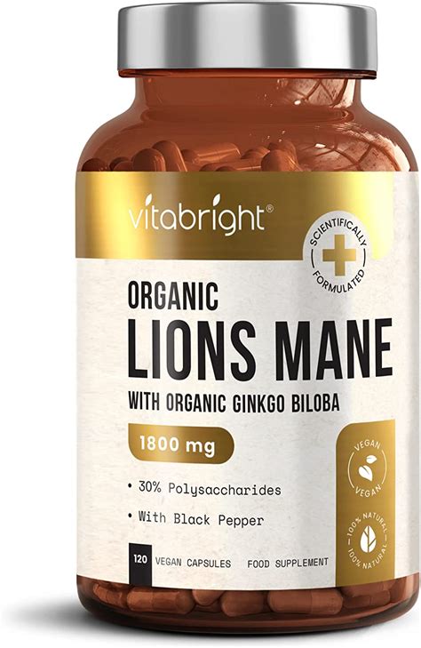 Organic Lions Mane Mushroom Complex High Strength 1800mg 120