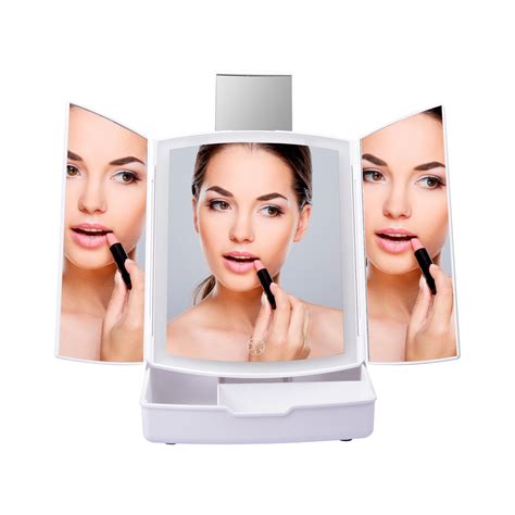 Lighted Makeup Mirror Trifold Vanity Mirror Touch – Grandado