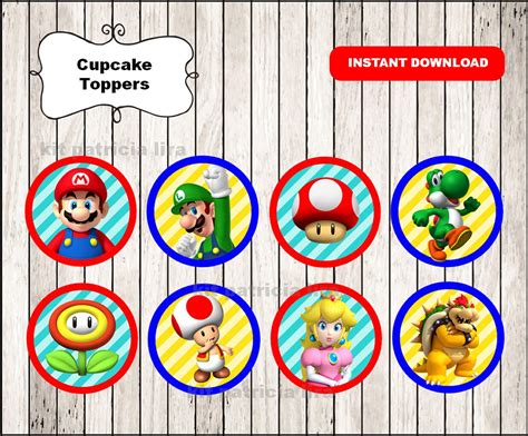 Super Mario Bros Toppers Instant Download Super Mario Bros Etsy