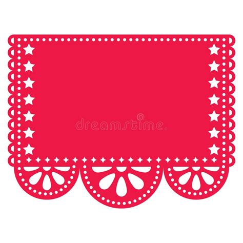 Papel Picado Vector Square Design Wit Flowers Mexican Cutout Paper