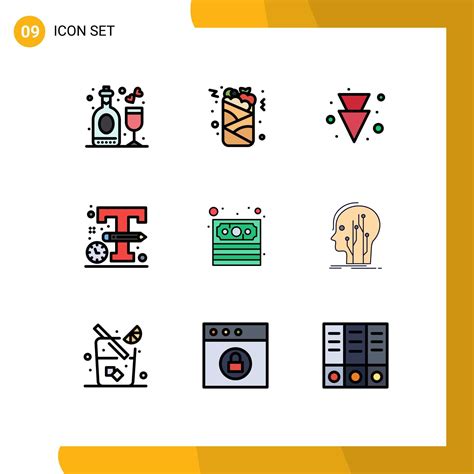 Set Of 9 Modern UI Icons Symbols Signs For Payment Cash Arrow Design