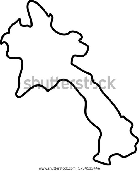 Laos Solid Black Outline Border Map Stock Vector (Royalty Free ...