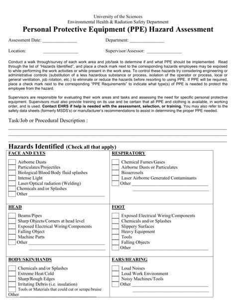 Ppe Hazard Assessment Template