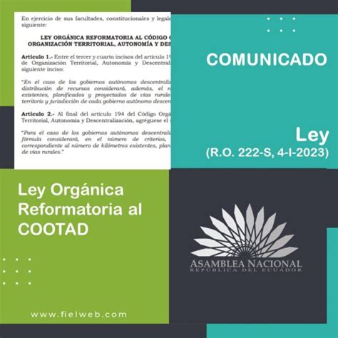 Ley Org Nica Reformatoria Al Cootad Bolet N Jur Dico