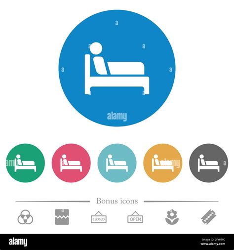 Inpatient Flat White Icons On Round Color Backgrounds Bonus Icons