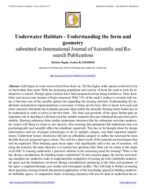 (PDF) Underwater Habitat - Research Paper OCT | Reshmy Raphy - Academia.edu