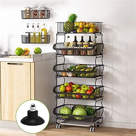 Amazon Myoyay Tier Fruit Vegetable Baskets Stackable Metal