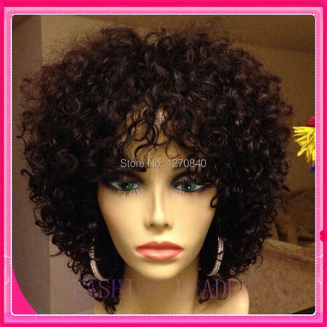 Affordable full lace wigs & lace front wig glueless virgin brazilian human hair short curly ...